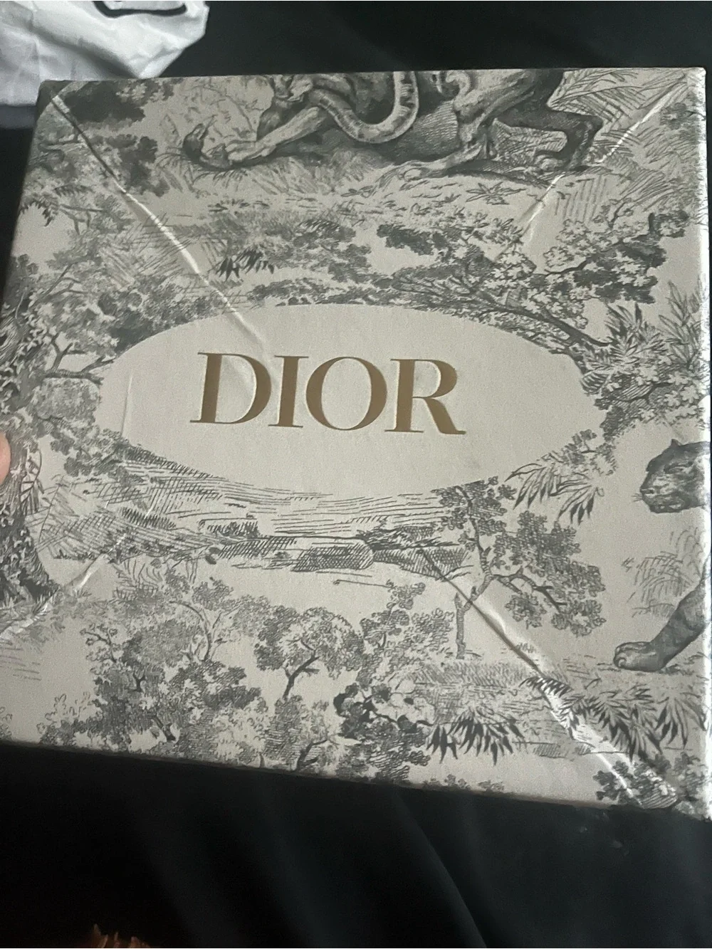 Dior Men’s Black and White Jacquard Logo Belt with Gold Buckle